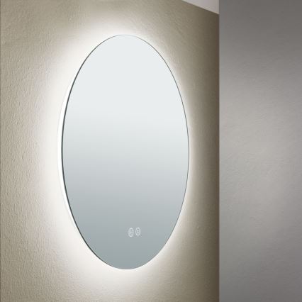 LED Kupaonsko grejano zidno ogledalo sa pozadinskim osvetljenjem FOCUS LED/18W/230V 3000/4200/6000K pr. 45 cm IP44