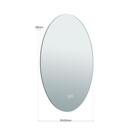 LED Kupaonsko grejano zidno ogledalo sa pozadinskim osvetljenjem FOCUS LED/18W/230V 3000/4200/6000K pr. 45 cm IP44