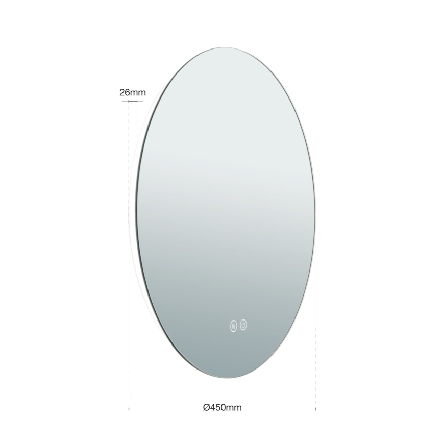 LED Kupaonsko grejano zidno ogledalo sa pozadinskim osvetljenjem FOCUS LED/18W/230V 3000/4200/6000K pr. 45 cm IP44