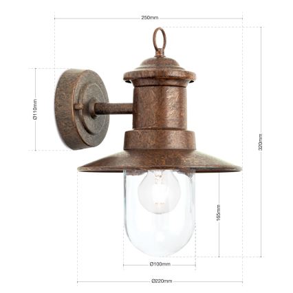 Spoljašnja zidna lampa LEONIE 1xE27/60W/230V IP44 bronzana