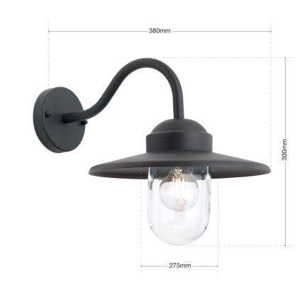 Spoljašnja zidna lampa EDWARD 1xE27/60W/230V IP44 crna