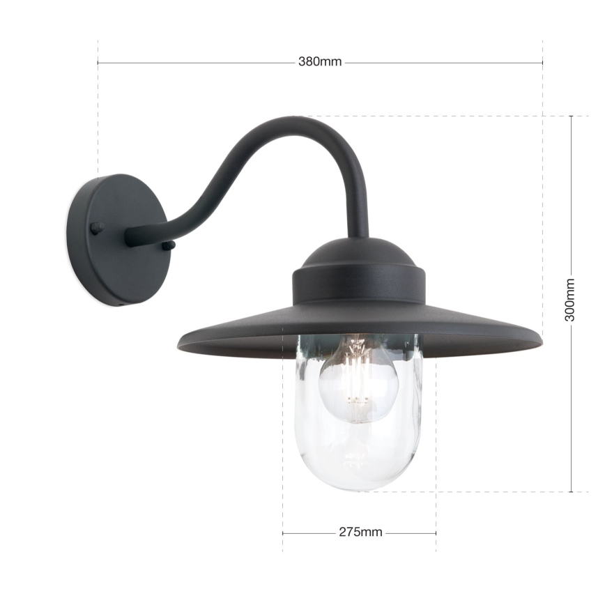 Spoljašnja zidna lampa EDWARD 1xE27/60W/230V IP44 crna