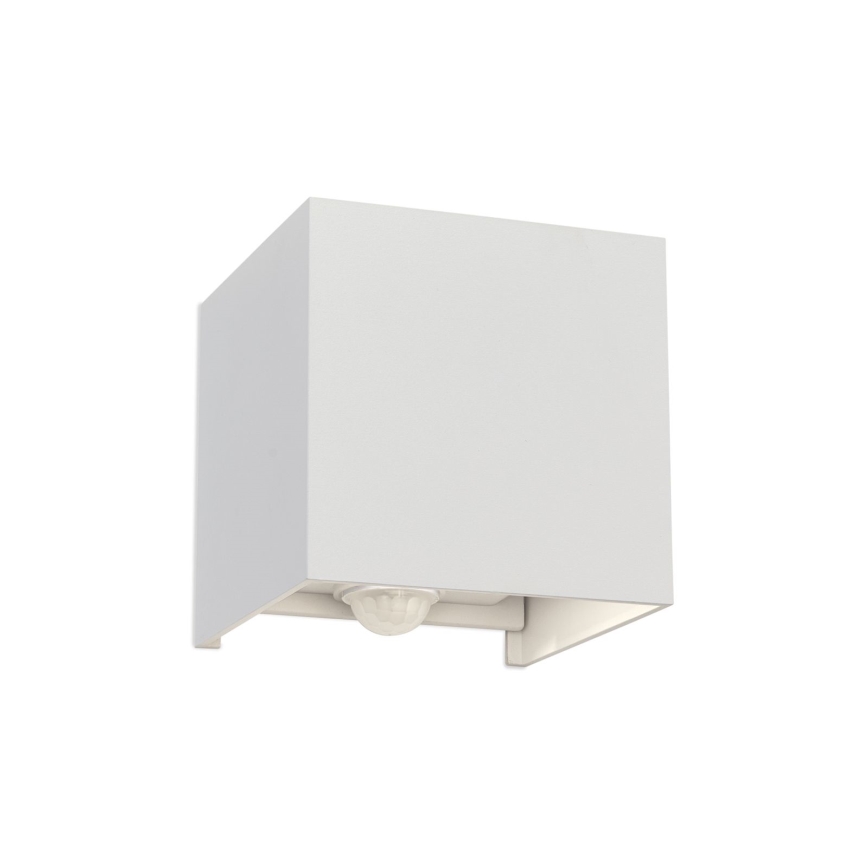 LED spoljašnje zidno svetlo sa senzorom pokreta i sumraka CUBE-S LED/13W/230V IP54 belo