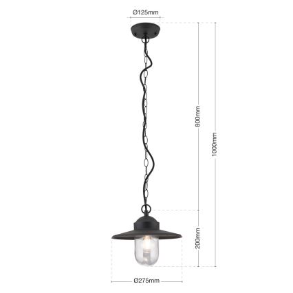 Spoljašnja viseća lampa EDWARD 1xE27/60W/230V IP44 crno