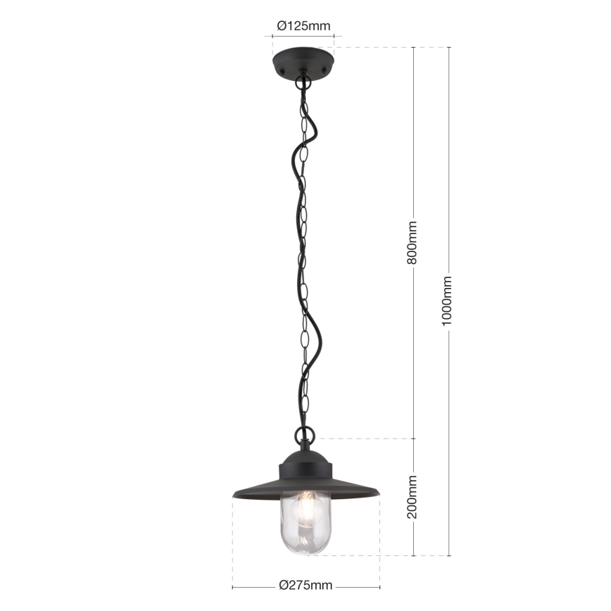 Spoljašnja viseća lampa EDWARD 1xE27/60W/230V IP44 crno
