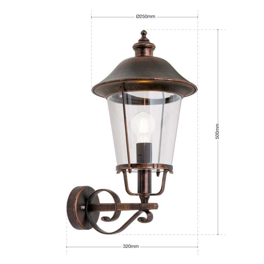 Spoljašnja zidna lampa KENZO 1xE27/100W/230V IP44 bronzana/patina