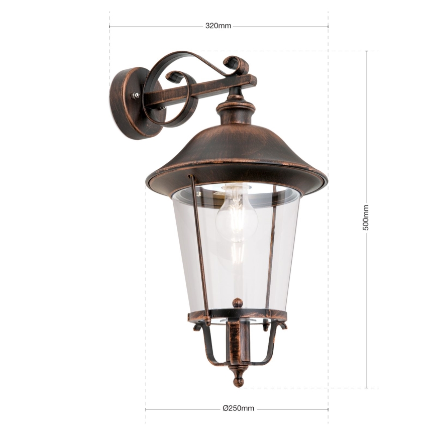 Spoljašnja zidna lampa KENZO 1xE27/100W/230V IP44 bronzana/patina