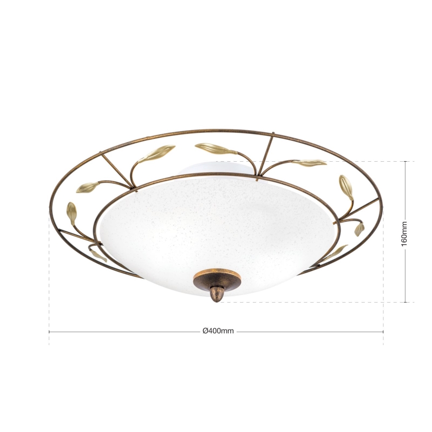Plafonjera LUCA 2xE14/40W/230V pr. 40 cm bronzana/patina