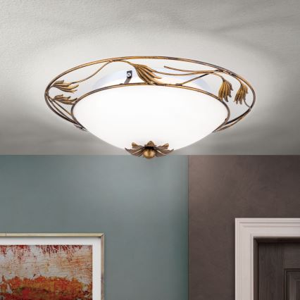 Plafonjera FLEUR 2xE27/60W/230V pr. 40 cm bronzana