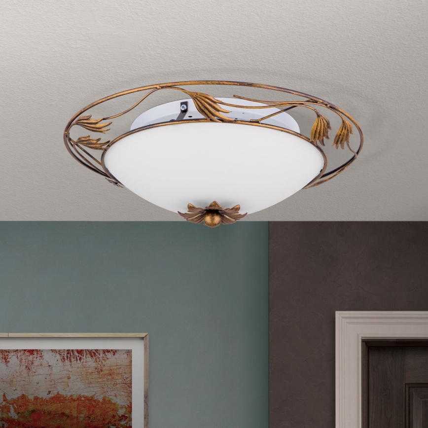 Plafonjera FLEUR 2xE27/60W/230V pr. 40 cm bronzana