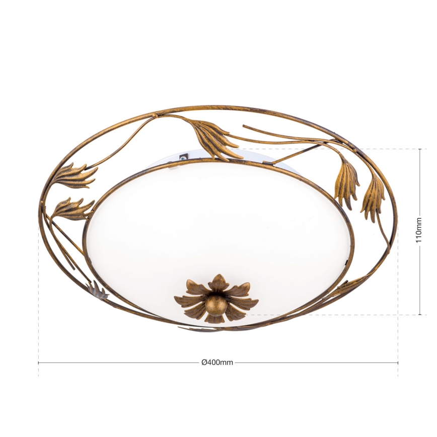 Plafonjera FLEUR 2xE27/60W/230V pr. 40 cm bronzana