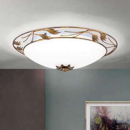 Plafonjera FLEUR 3xE27/60W/230V pr. 50 cm bronzana