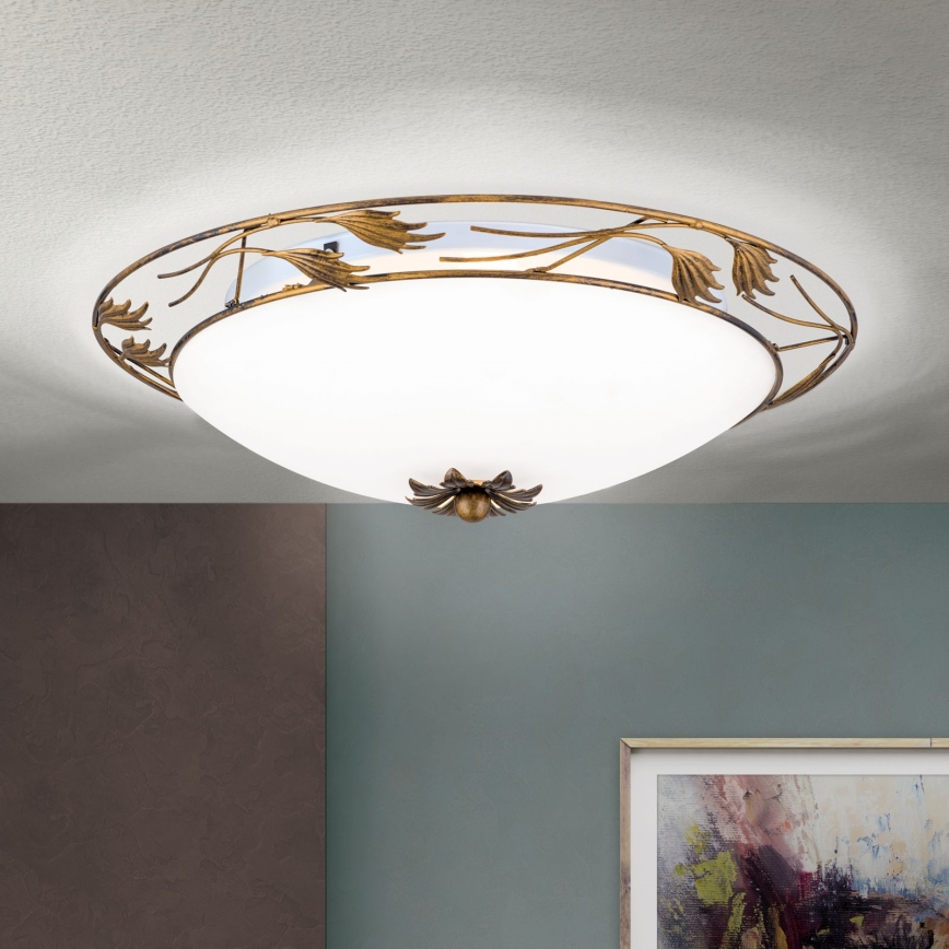Plafonjera FLEUR 3xE27/60W/230V pr. 50 cm bronzana