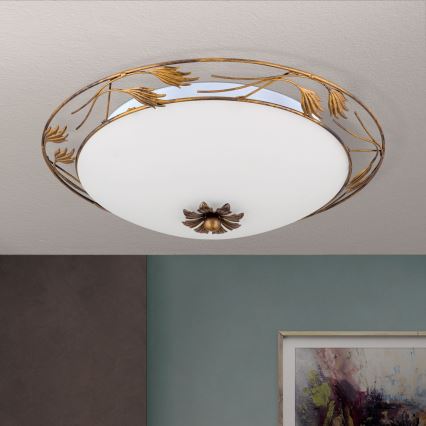 Plafonjera FLEUR 3xE27/60W/230V pr. 50 cm bronzana