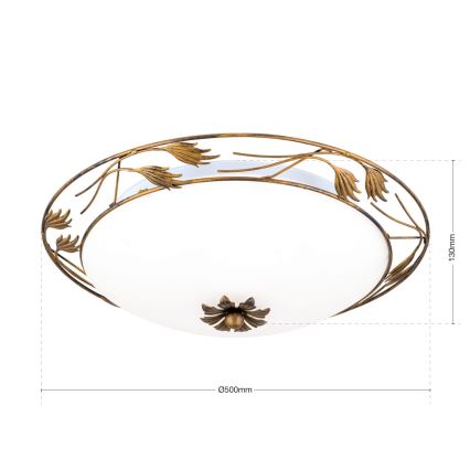 Plafonjera FLEUR 3xE27/60W/230V pr. 50 cm bronzana
