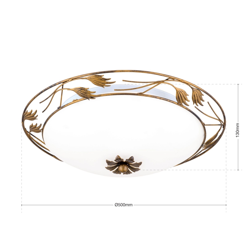 Plafonjera FLEUR 3xE27/60W/230V pr. 50 cm bronzana