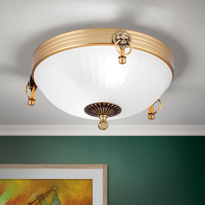 Plafonjera ROCCA 2xE27/60W/230V pr. 31 cm bronzana/bela