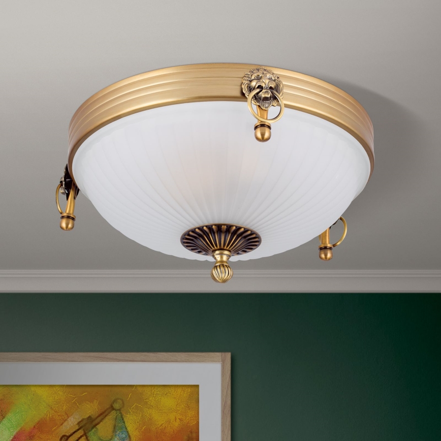 Plafonjera ROCCA 2xE27/60W/230V pr. 31 cm bronzana/bela