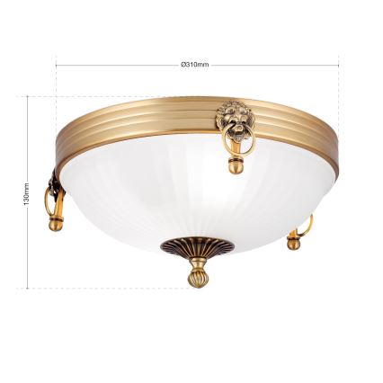 Plafonjera ROCCA 2xE27/60W/230V pr. 31 cm bronzana/bela