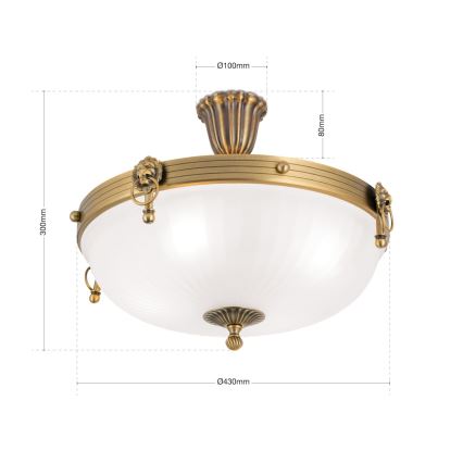 Nadgradni luster ROCCA 4xE27/60W/230V pr. 43 cm bronzana/bela