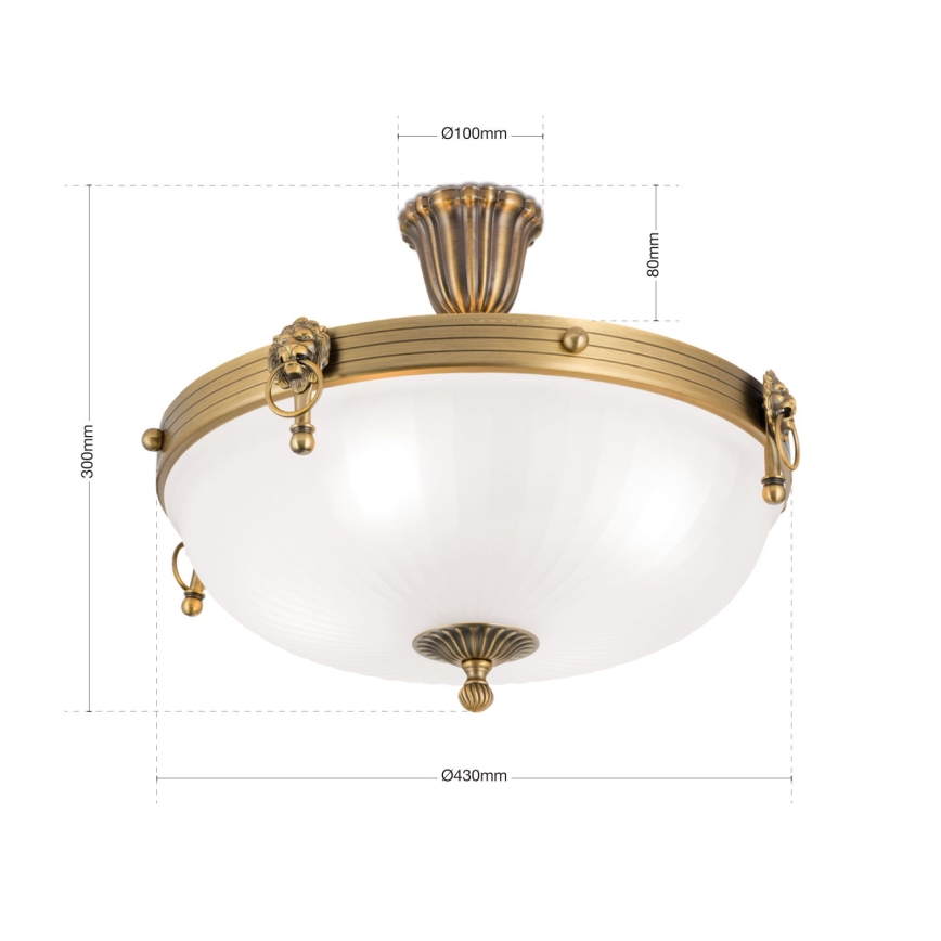 Nadgradni luster ROCCA 4xE27/60W/230V pr. 43 cm bronzana/bela