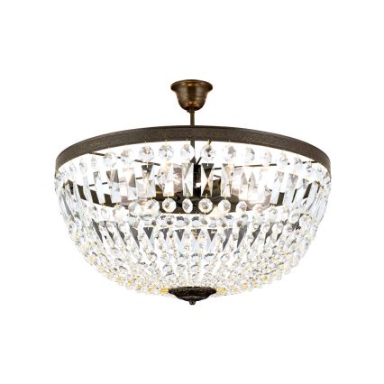Kristalni luster na šipci ARILA 6xE27/60W/230V pr. 60 cm braon/patina