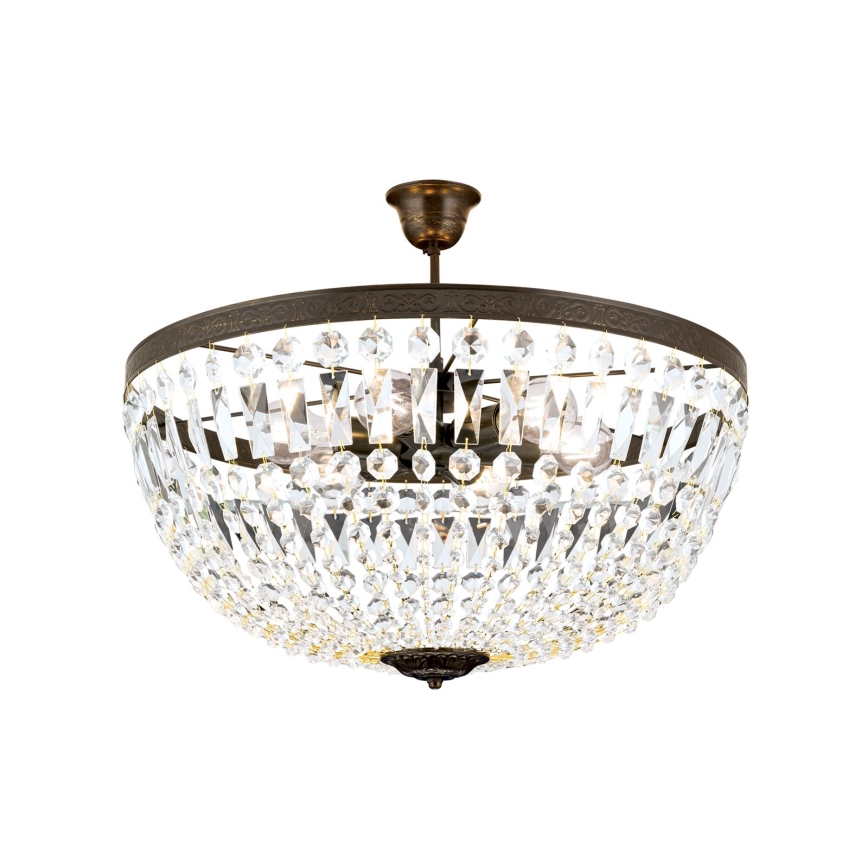 Kristalni luster na šipci ARILA 6xE27/60W/230V pr. 60 cm braon/patina