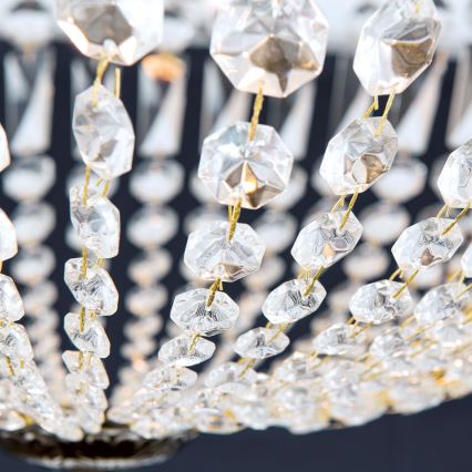 Kristalni luster na šipci ARILA 6xE27/60W/230V prečnik 60 cm braon/patina