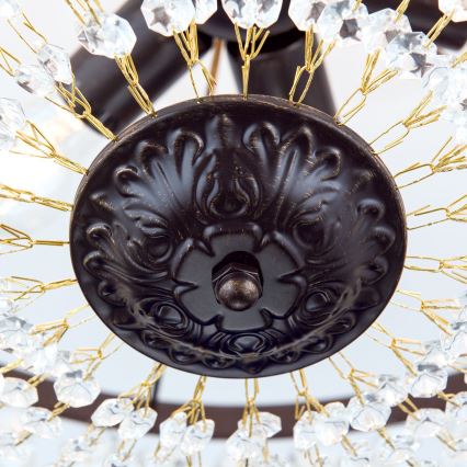 Kristalni luster na šipci ARILA 6xE27/60W/230V prečnik 60 cm braon/patina