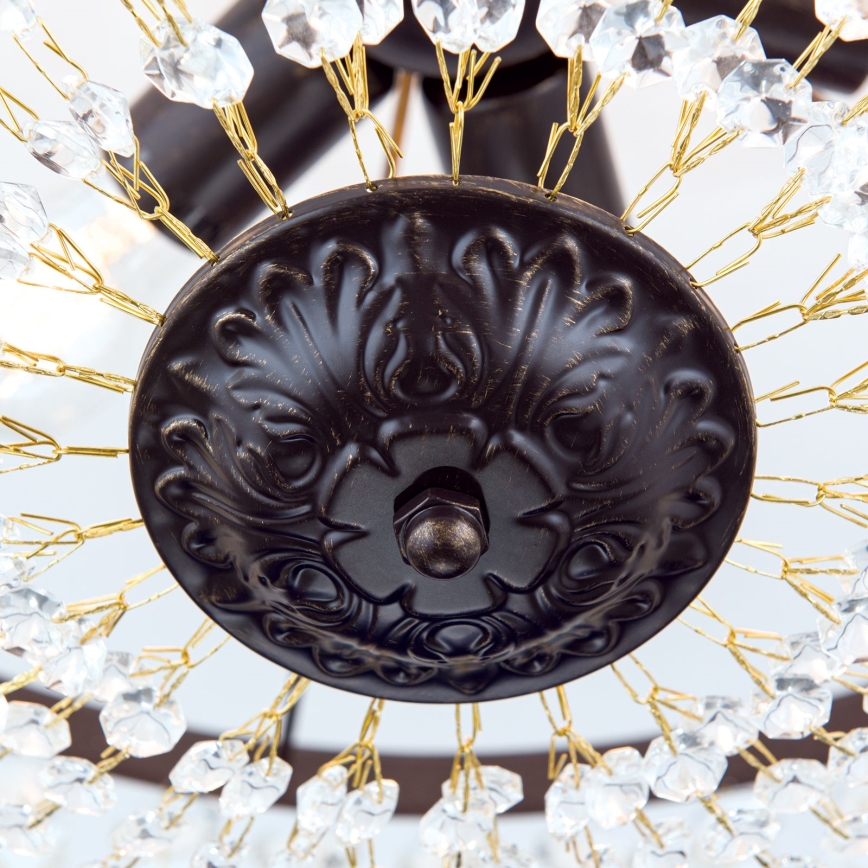 Kristalni luster na šipci ARILA 6xE27/60W/230V prečnik 60 cm braon/patina