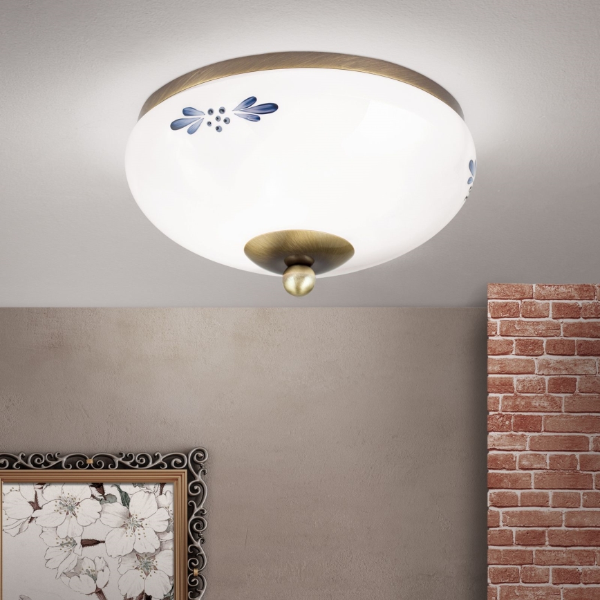 Plafonjera LANDHAUS 1xE27/60W/230V pr. 21 cm bronzana/bela