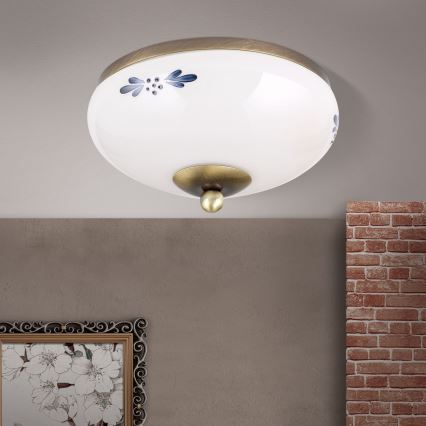 Plafonjera LANDHAUS 1xE27/60W/230V pr. 21 cm bronzana/bela