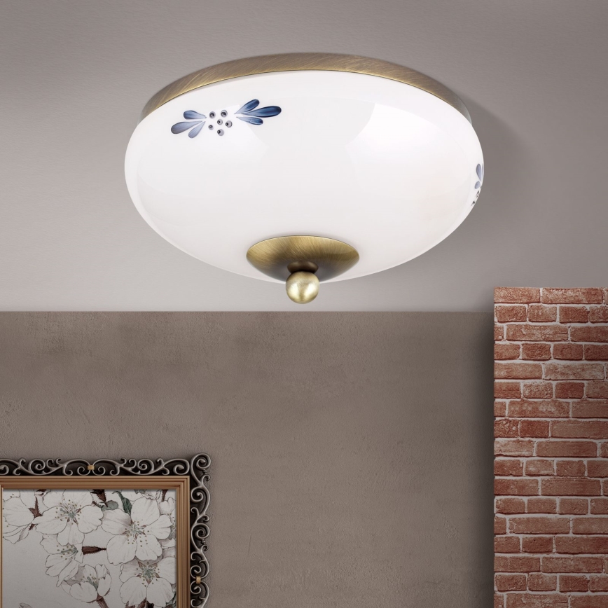 Plafonjera LANDHAUS 1xE27/60W/230V pr. 21 cm bronzana/bela