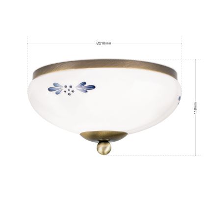 Plafonjera LANDHAUS 1xE27/60W/230V pr. 21 cm bronzana/bela