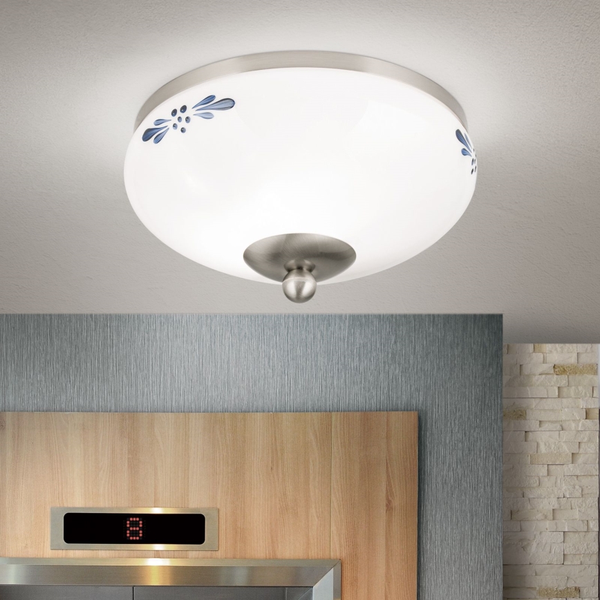 Plafonjera LANDHAUS 1xE27/60W/230V pr. 21 cm mat krom/bela