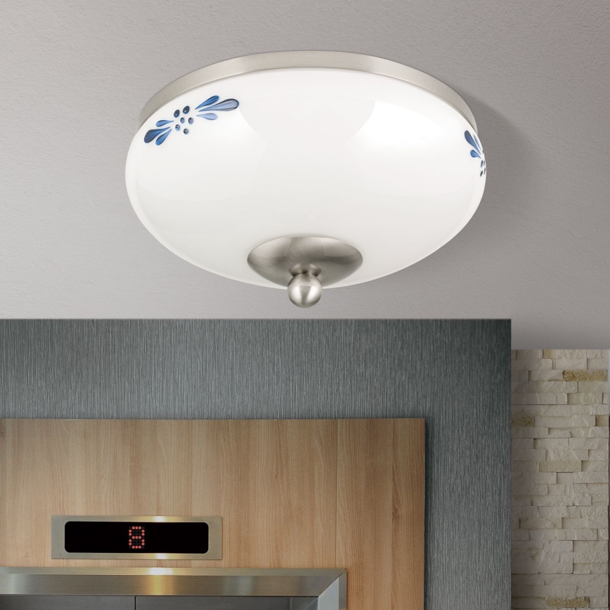 Plafonjera LANDHAUS 1xE27/60W/230V pr. 21 cm mat krom/bela