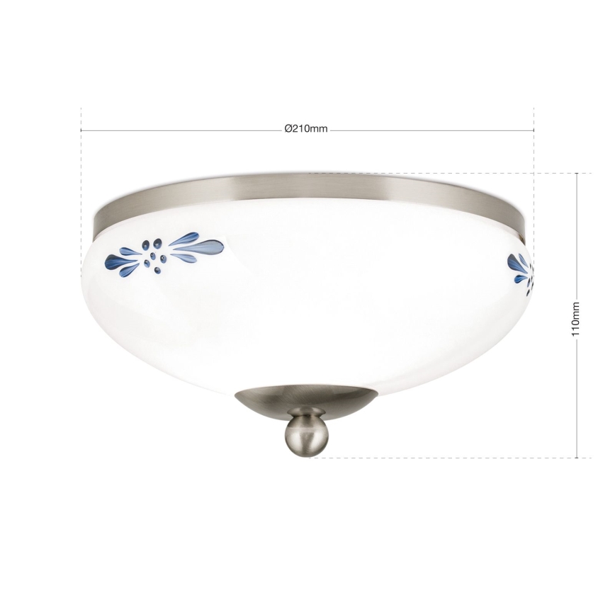 Plafonjera LANDHAUS 1xE27/60W/230V pr. 21 cm mat krom/bela