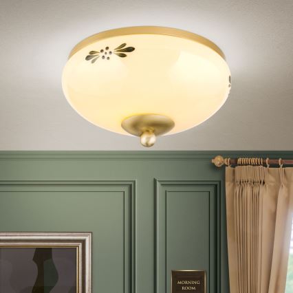 Plafonjera LANDHAUS 1xE27/60W/230V pr. 21 cm mesing/bež