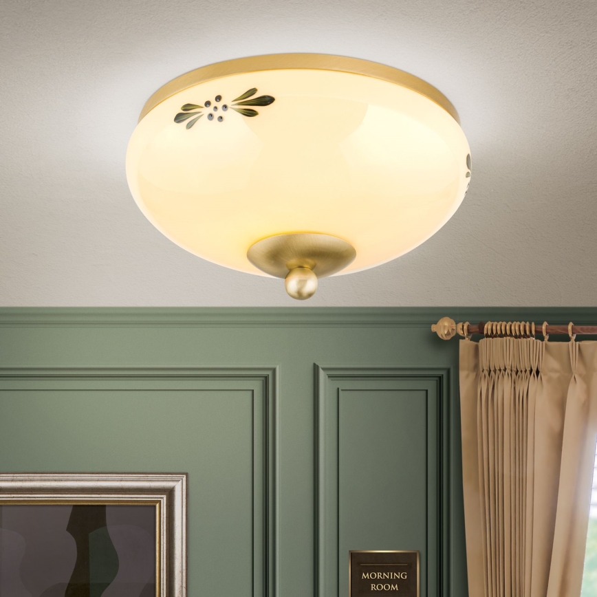 Plafonjera LANDHAUS 1xE27/60W/230V pr. 21 cm mesing/bež