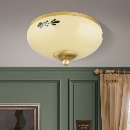 Plafonjera LANDHAUS 1xE27/60W/230V pr. 21 cm mesing/bež
