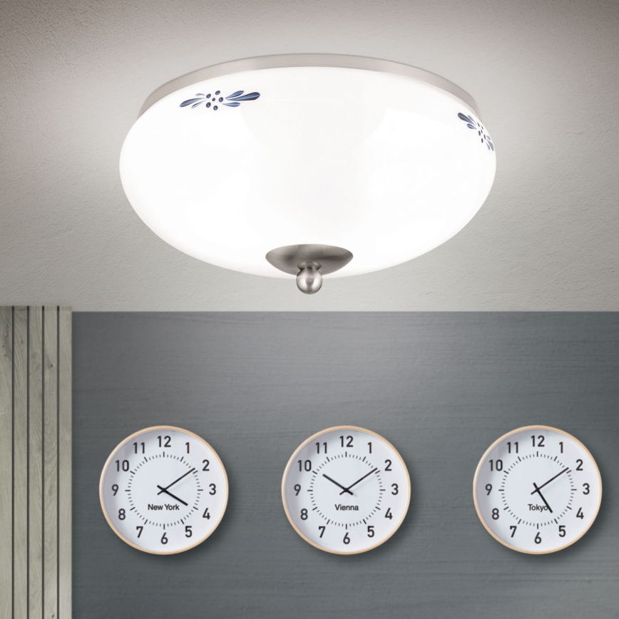 Plafonjera LANDHAUS 2xE27/60W/230V pr. 28 cm mat krom/bela
