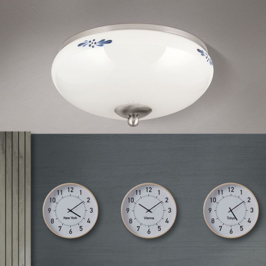 Plafonjera LANDHAUS 2xE27/60W/230V pr. 28 cm mat krom/bela
