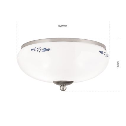 Plafonjera LANDHAUS 2xE27/60W/230V pr. 28 cm mat krom/bela
