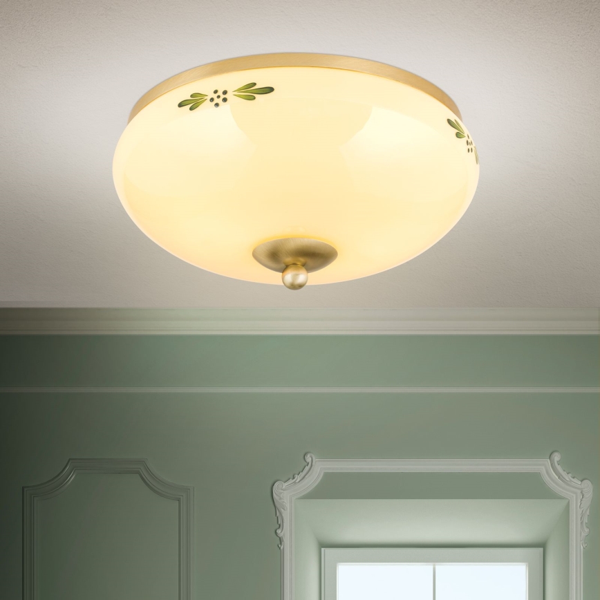Plafonjera LANDHAUS 2xE27/60W/230V pr. 28 cm mesing/bež