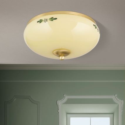Plafonjera LANDHAUS 2xE27/60W/230V pr. 28 cm mesing/bež