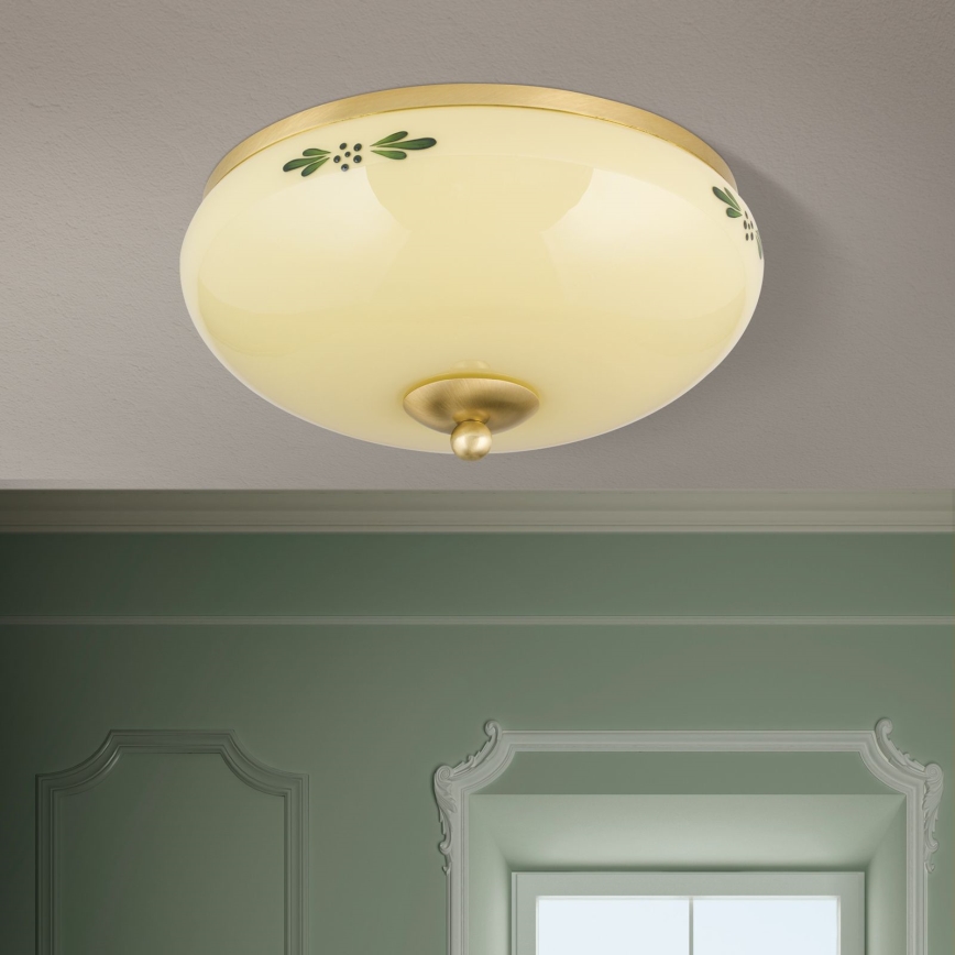 Plafonjera LANDHAUS 2xE27/60W/230V pr. 28 cm mesing/bež