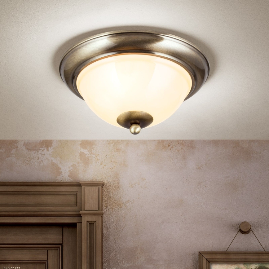 Plafonjera AUSTRIAN OLD LAMP 2xE27/60W/230V pr. 27 cm bronzana/bež