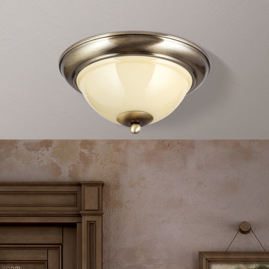 Plafonjera AUSTRIAN OLD LAMP 2xE27/60W/230V pr. 27 cm bronzana/bež