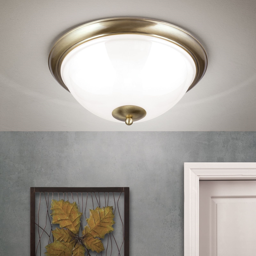 Plafonjera AUSTRIAN OLD LAMP 3xE27/60W/230V pr. 50 cm bronzana/bela