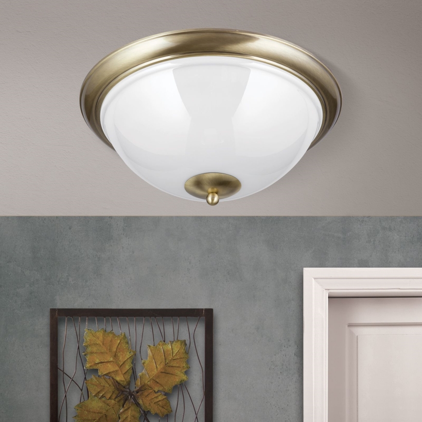 Plafonjera AUSTRIAN OLD LAMP 3xE27/60W/230V pr. 50 cm bronzana/bela